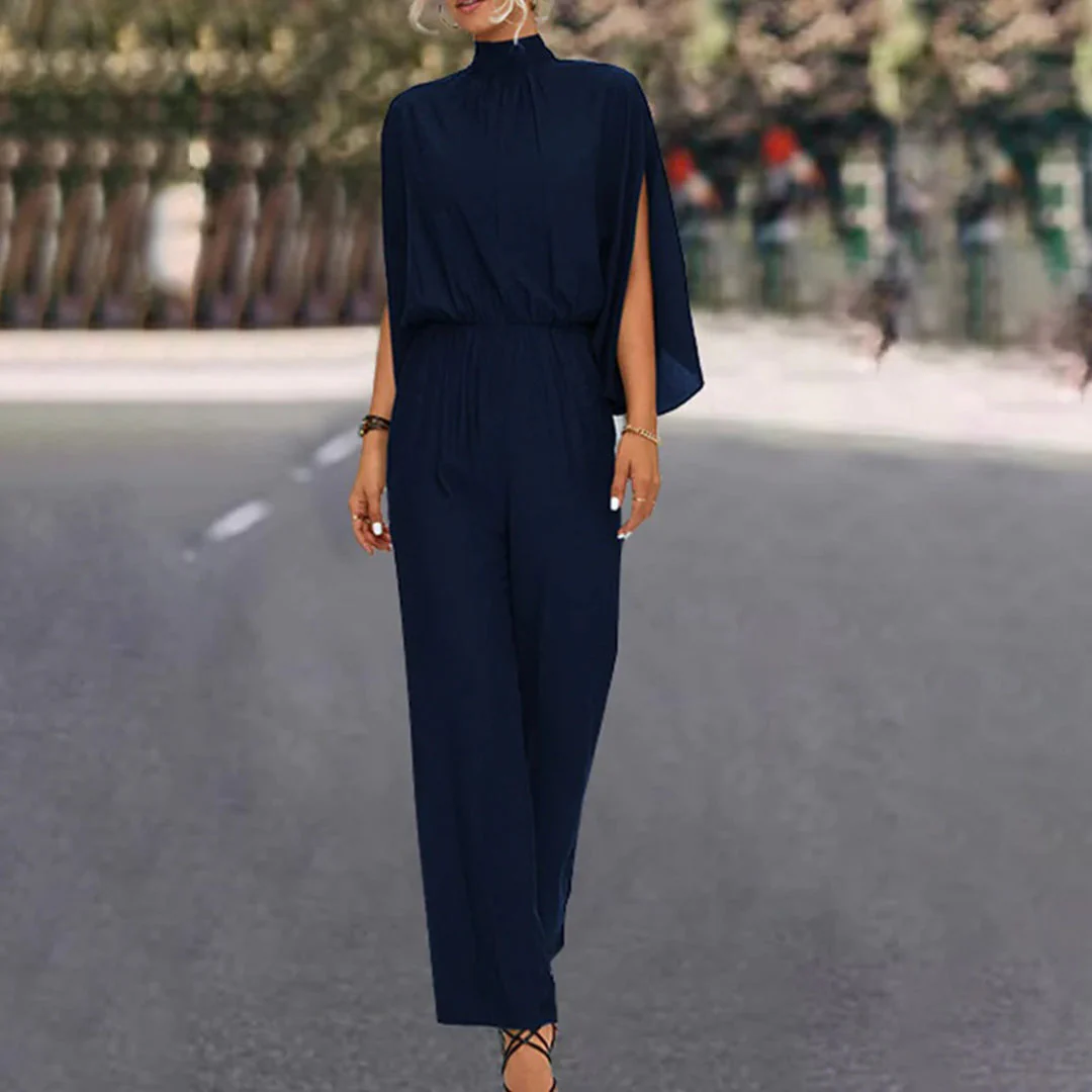 Women' Summer Jumpsuit with High Neck and Slit Sleeves - Image 9