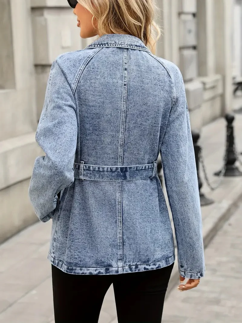 Women's Acid-Washed Denim Jacket - Image 5