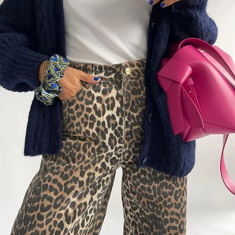 Women’s High-Waisted Leopard Print Trousers - Image 3