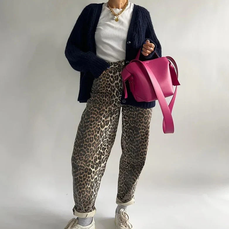 Women’s High-Waisted Leopard Print Trousers - Image 4