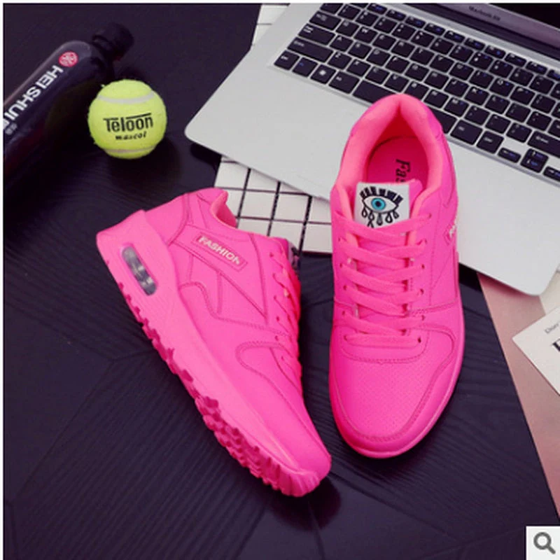 Women's All Season Sneakers with Air Cushion and Lace-up Closure - Image 3