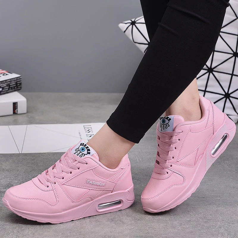 Women's All Season Sneakers with Air Cushion and Lace-up Closure - Image 5