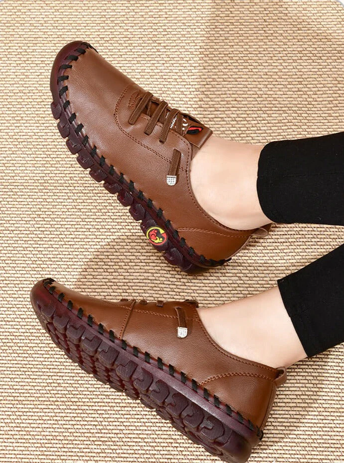 Women's All Season Vegan Leather Shoes with Treaded Soles and Lace-up - Image 3