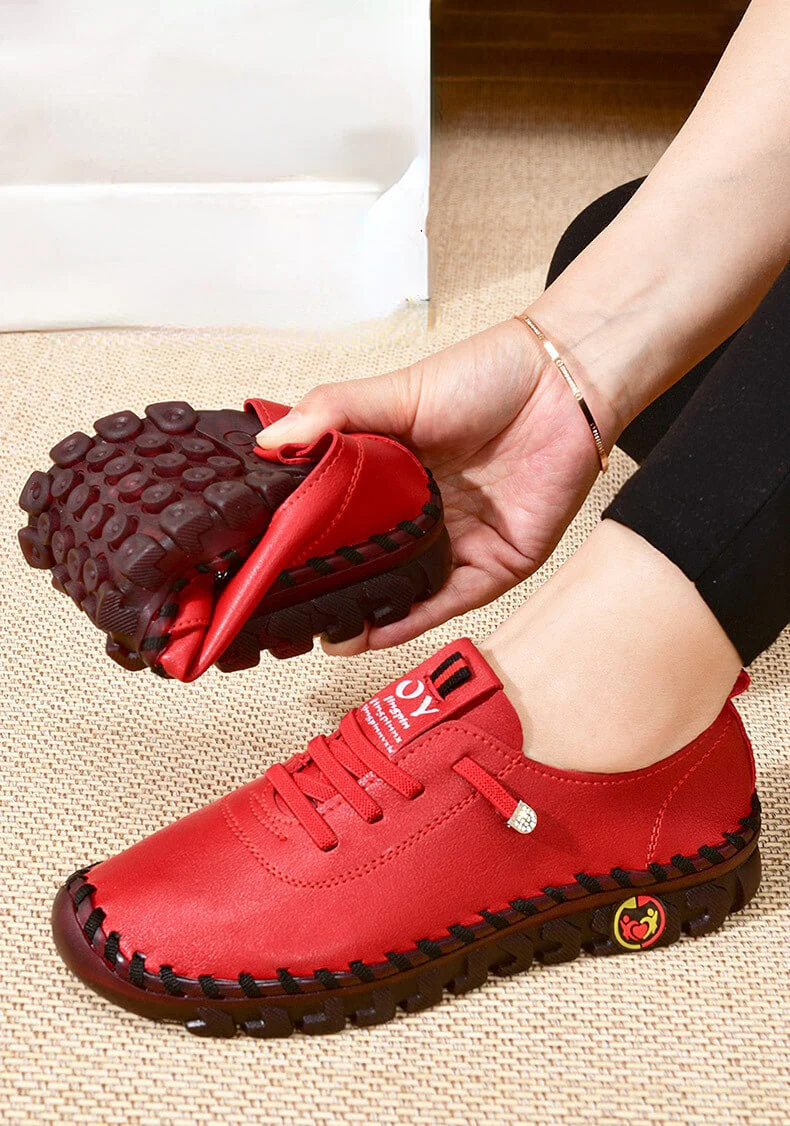 Women's All Season Vegan Leather Shoes with Treaded Soles and Lace-up - Image 4