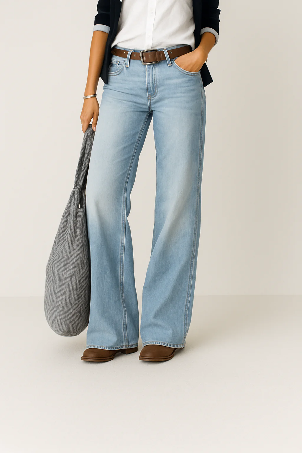 Women's All Season Wide-Leg Denim Pants - Image 2