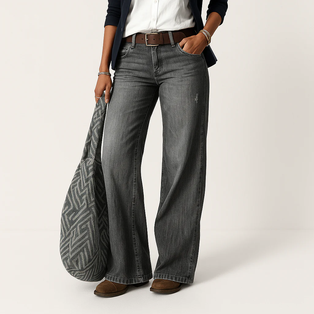 Women's All Season Wide-Leg Denim Pants - Image 3