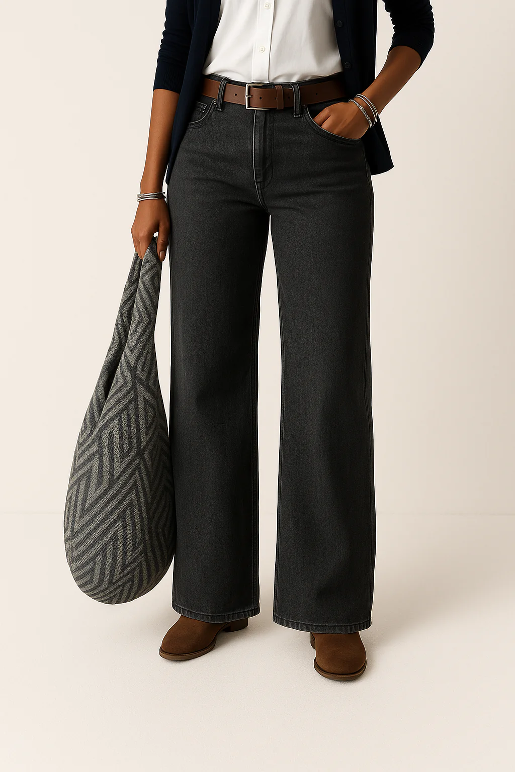 Women's All Season Wide-Leg Denim Pants - Image 4