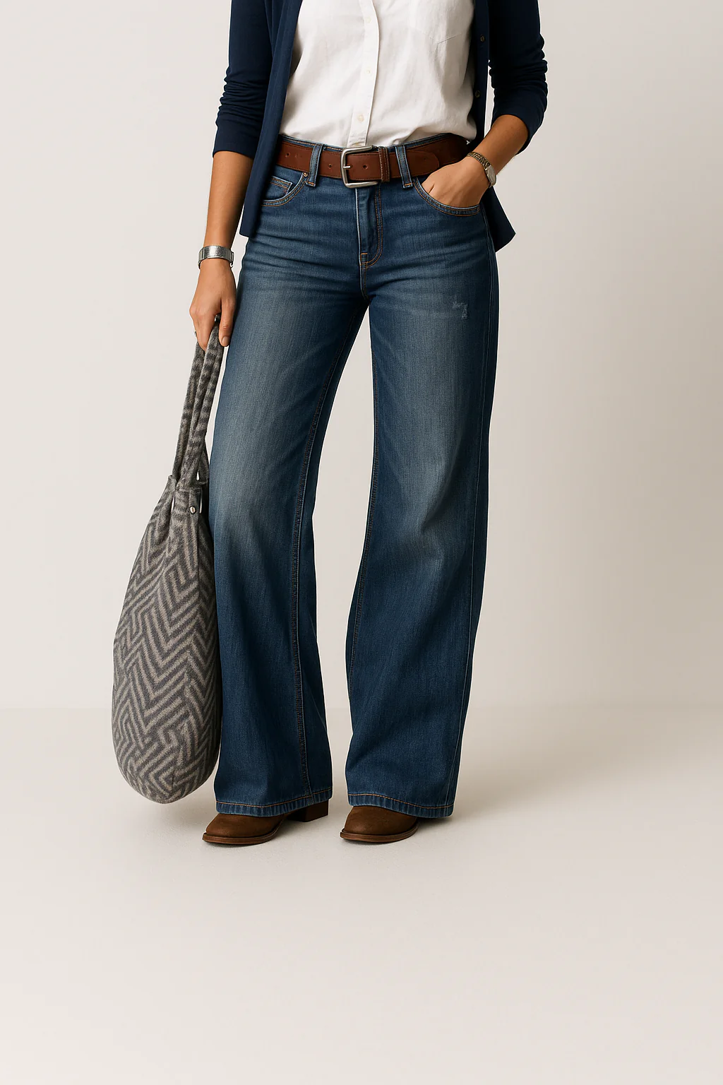 Women's All Season Wide-Leg Denim Pants - Image 5