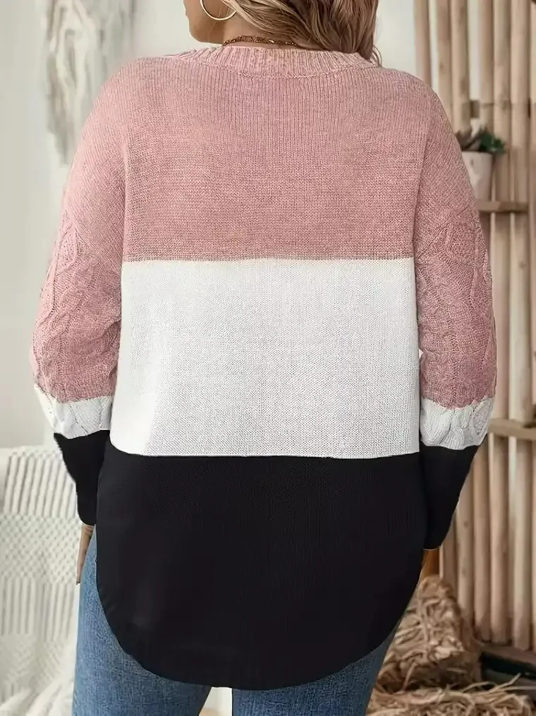 Women's Angled Hem Cable-Knit Sweater - Image 5