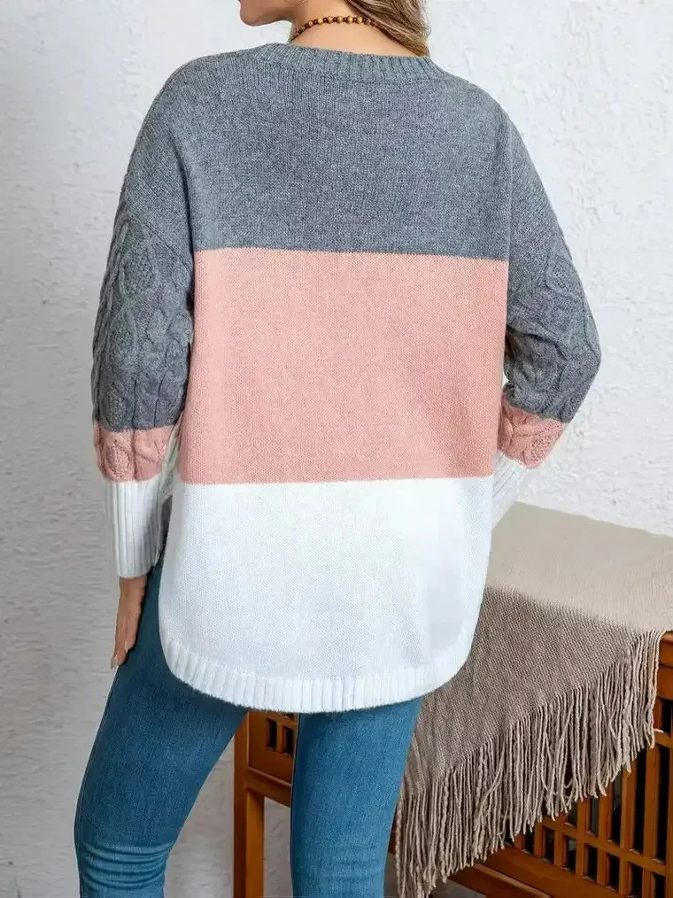 Women's Angled Hem Cable-Knit Sweater - Image 7