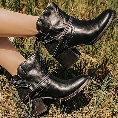 Women's Ankle Boots with Block Heels and Wraparound Lace - Image 3