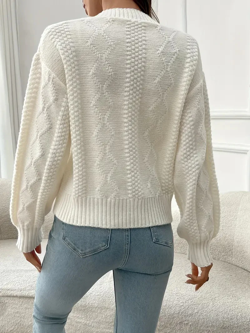 Women's Apricot Cable Knit Cardigan - Image 5
