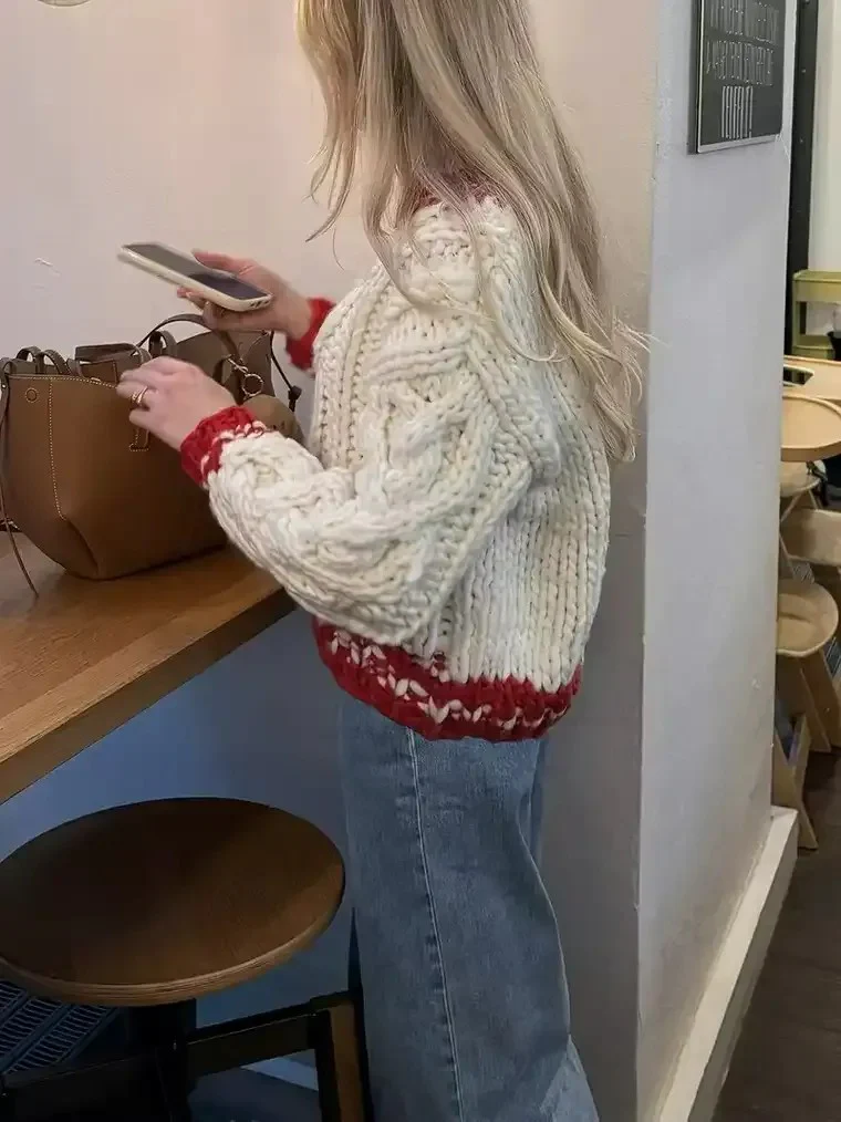 Women's Balloon Sleeve Cable Knit Sweater - Image 3