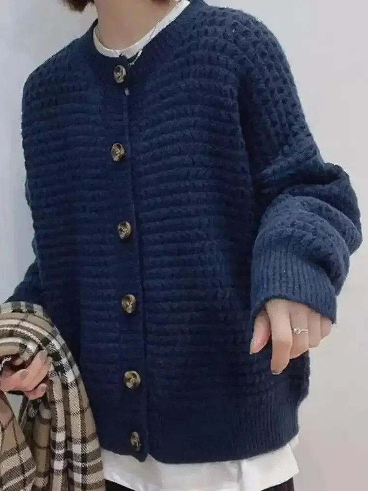 Women's Bobble Stitch Cardigan with Balloon Sleeves - Image 2