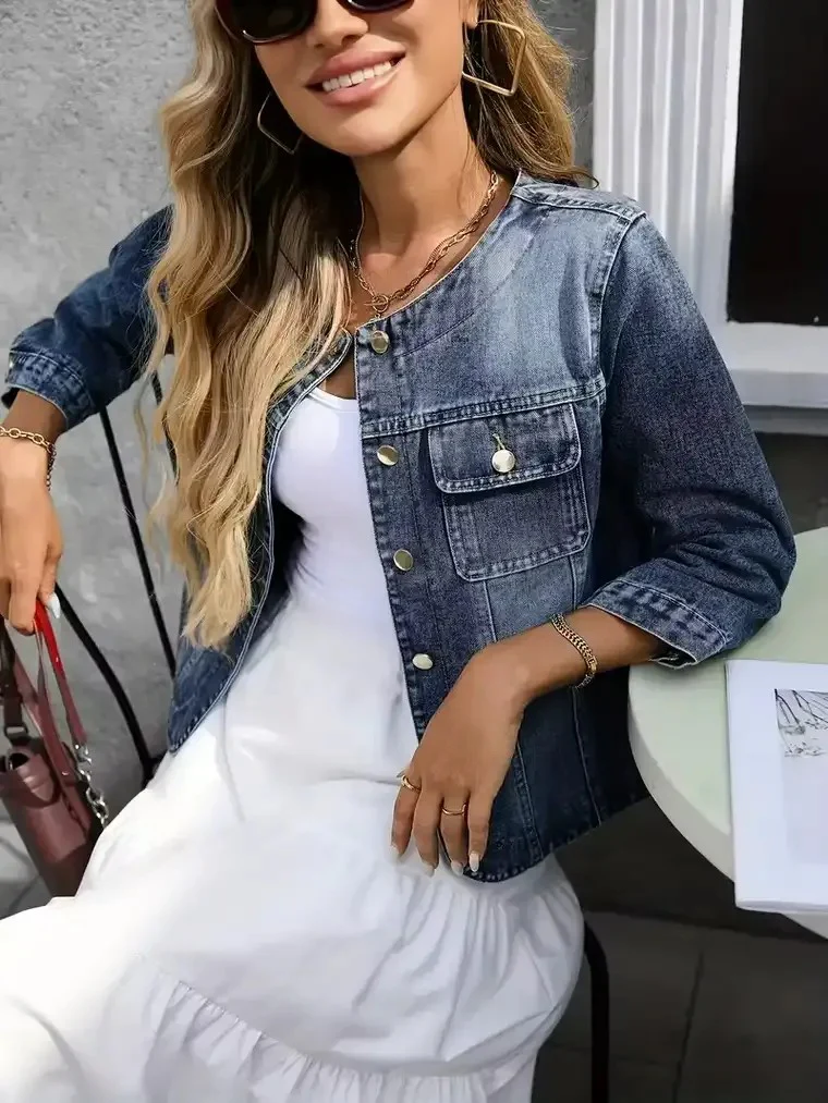 Women's Button-up Denim Jacket - Image 3