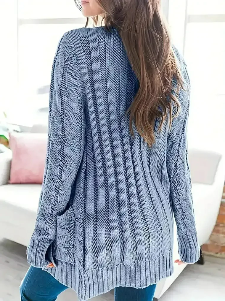 Women's Cable Knit Cardigan with Pockets - Image 3