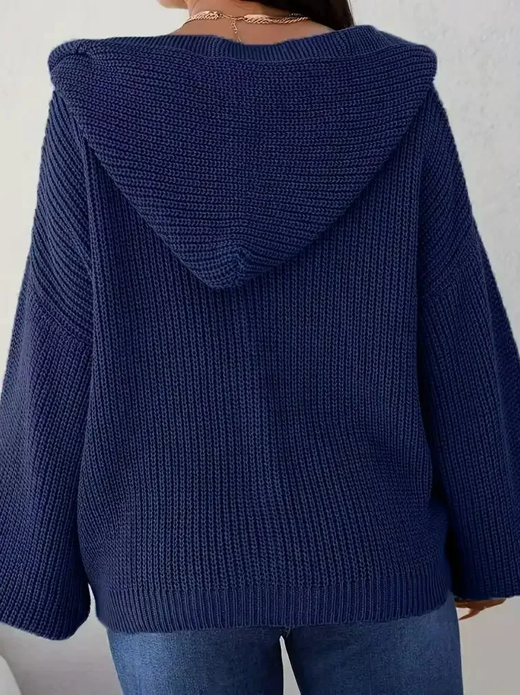 Women's Cable-Knit Hooded Zip Cardigan - Image 3