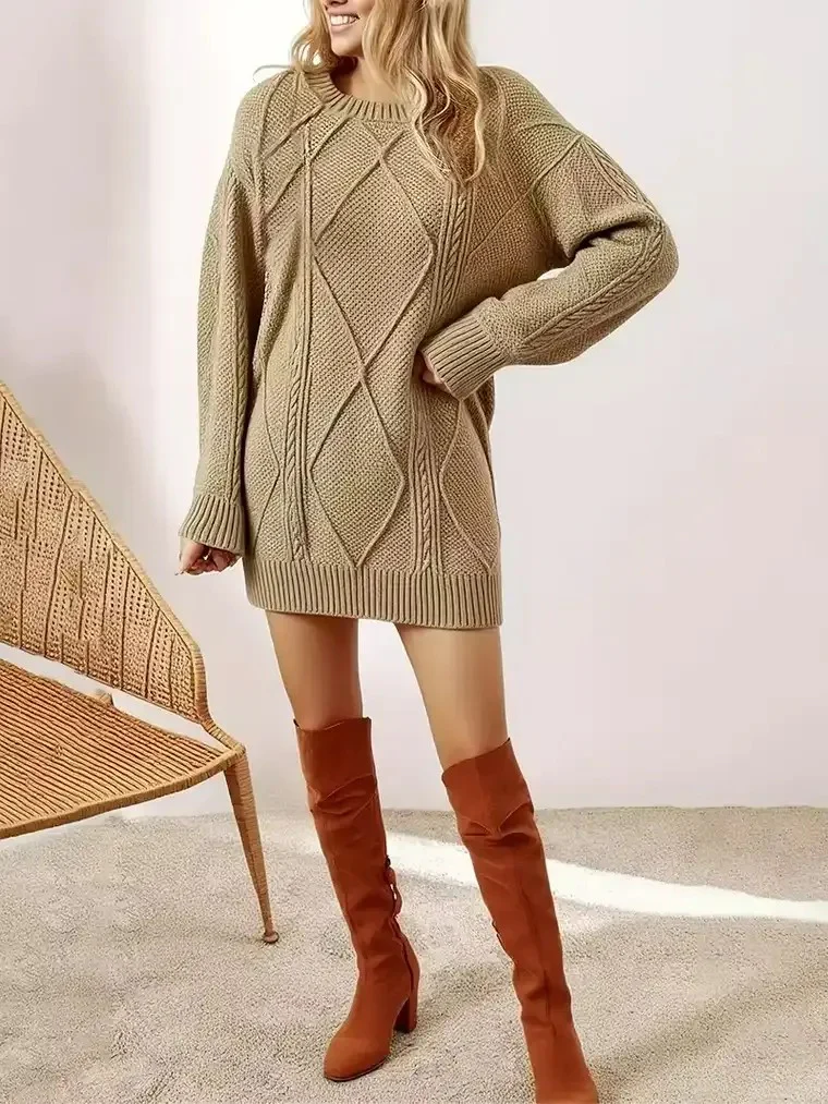 Women's Cable Knit Sweater Dress - Image 2