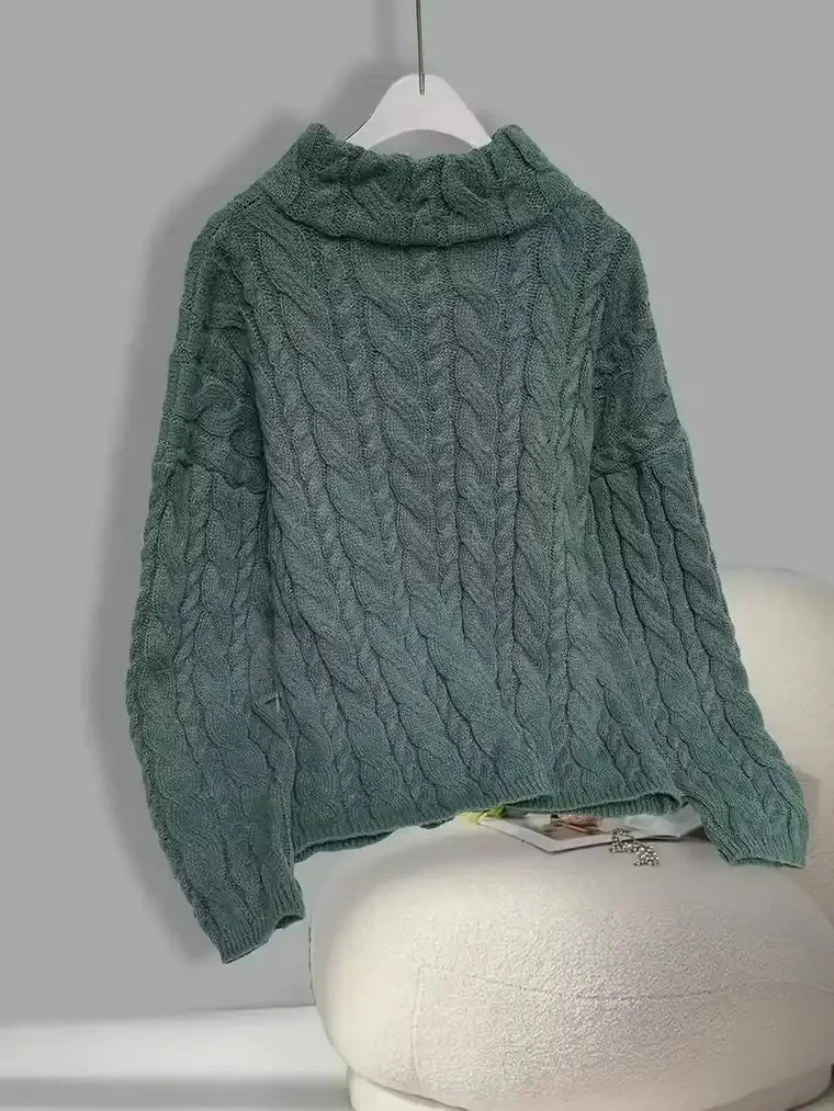 Women's Cable Knit Zip Sweater - Image 4