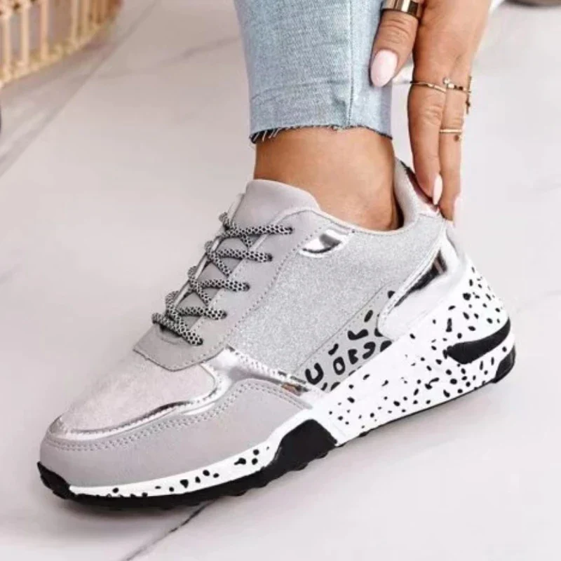 Women's Chunky Sneakers with Dalmatian-Print Soles and Lace-Up - Image 3