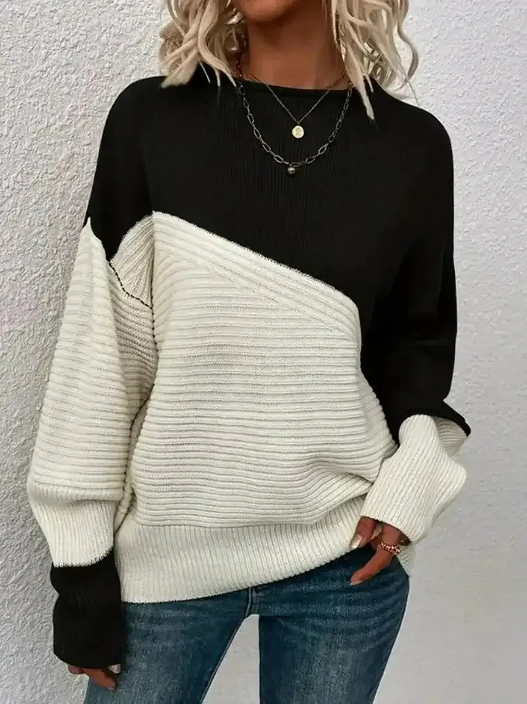 Women's Color Block Knit Sweater - Image 3