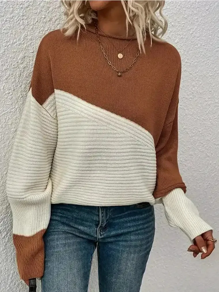 Women's Color Block Knit Sweater - Image 4