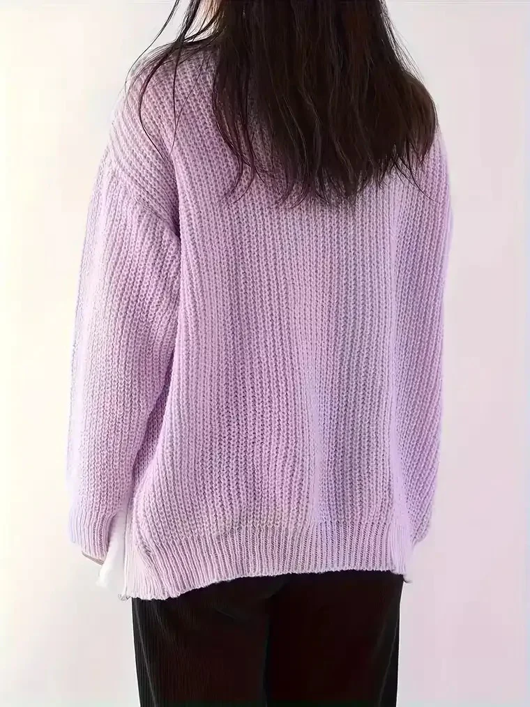 Women's Colour-Block Cardigan with Scalloped Trim - Image 4