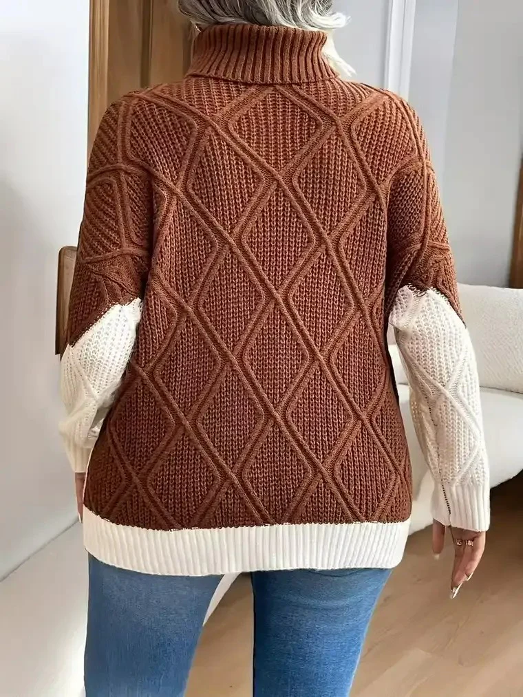 Women's Colour-Block Turtleneck Sweater - Image 3
