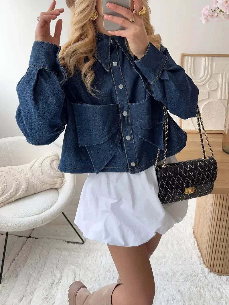 Women's Cropped Denim Jacket - Image 2