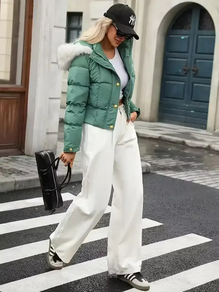 Women's Cropped Puffer Jacket - Image 3