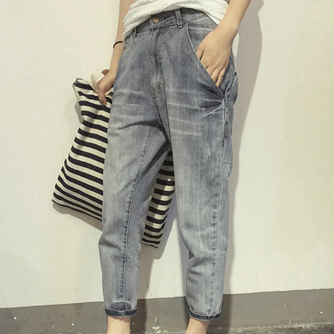 Women's Denim Pants with Pockets - Image 2