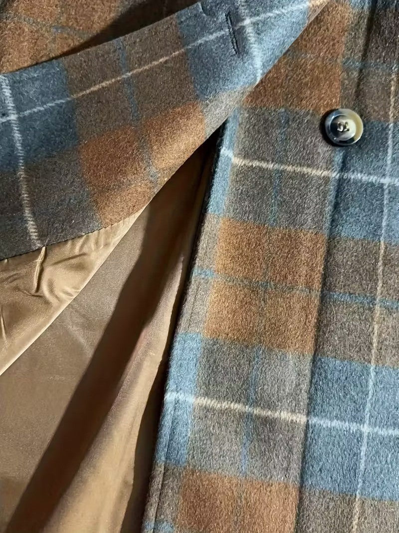 Women's Double-Breasted Plaid Winter Coat - Image 4