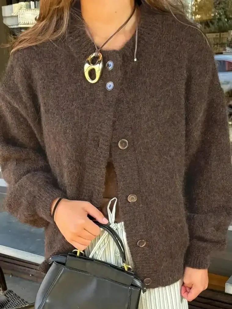 Women's Drop-Shoulder Knit Cardigan