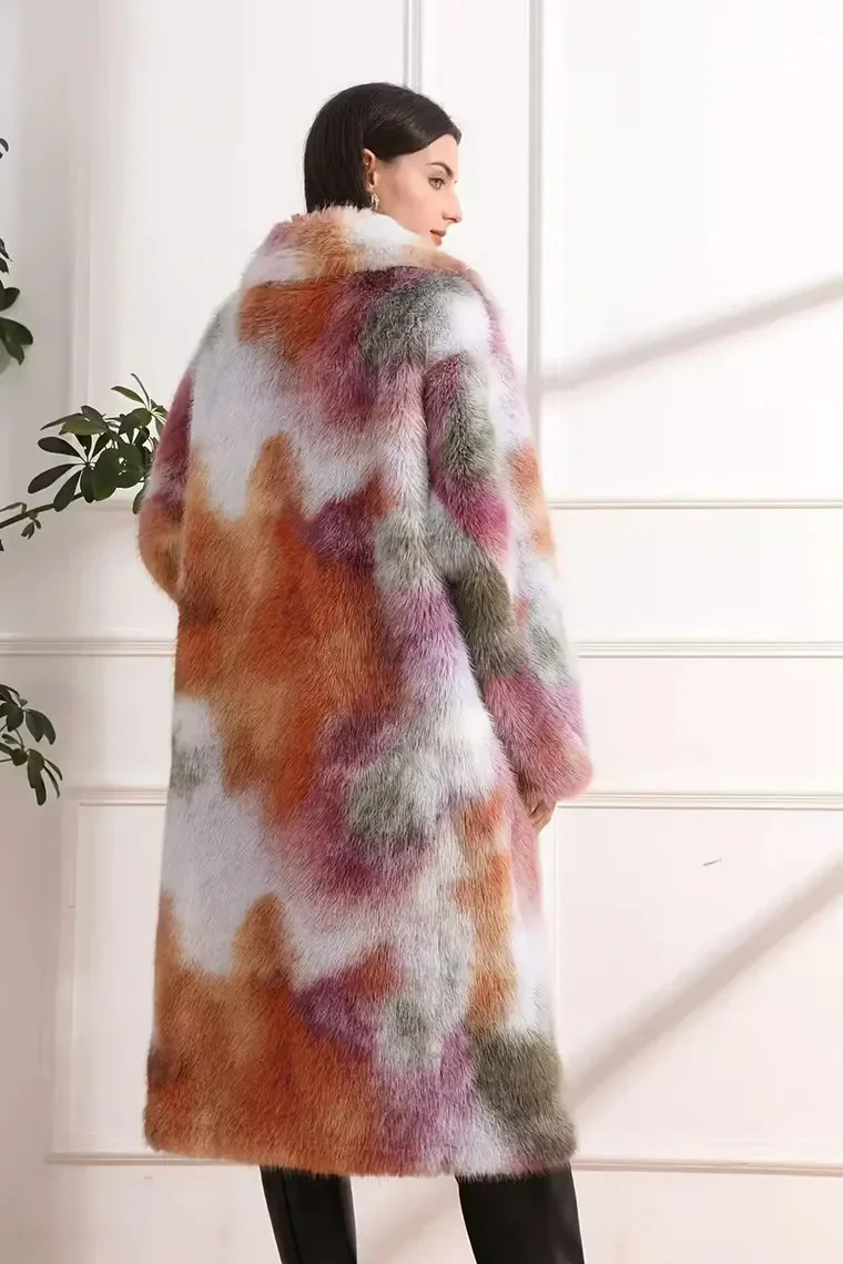 Women's Gradient Colour Coat with Lapel Collar - Image 3