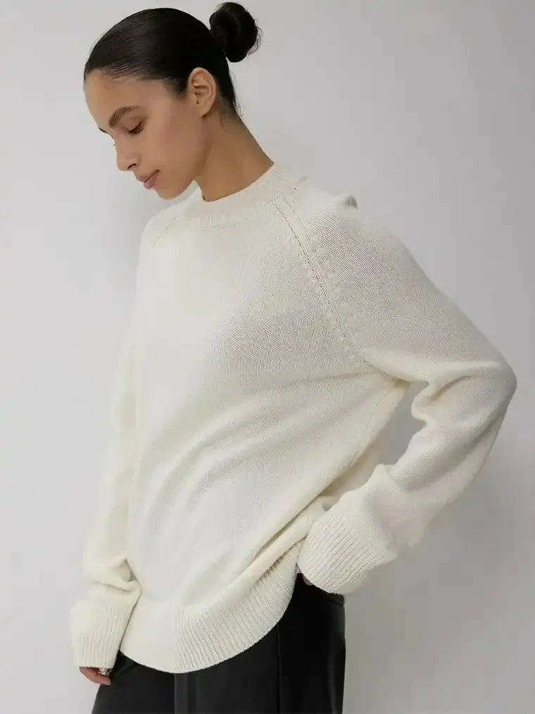 Women's High Crewneck Sweater with Raglan Sleeves - Image 2