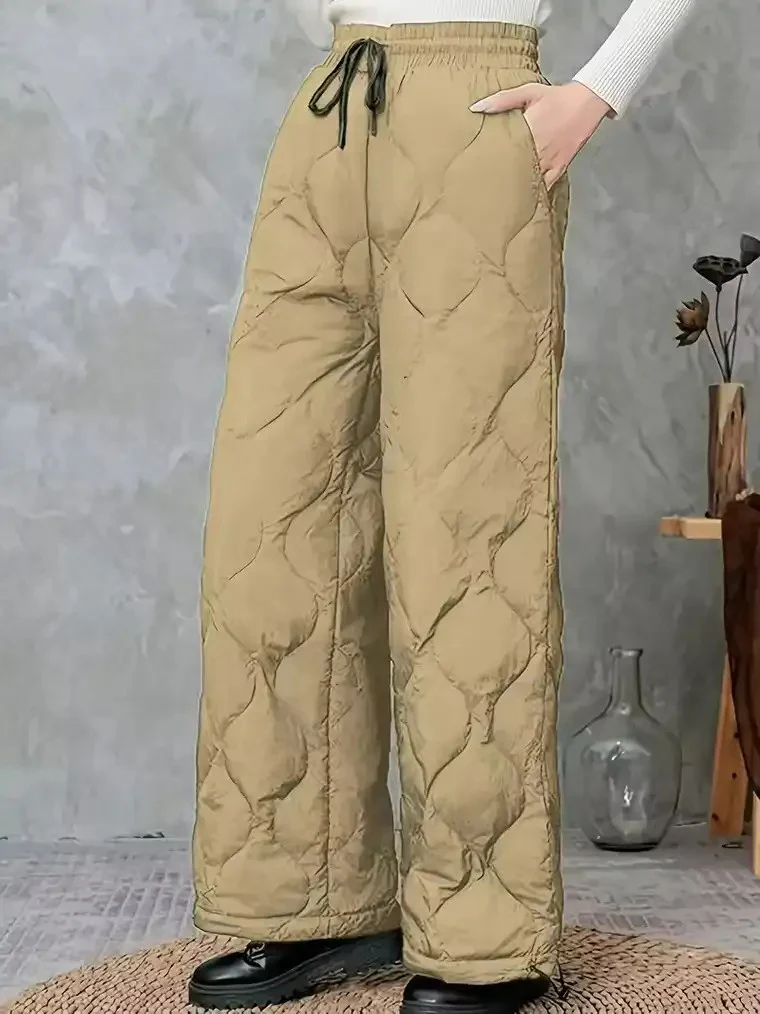 Women's High-Waist Quilted Winter Pants - Image 2