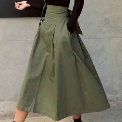 Women's High Waisted Long Skirt with Bow Tie at the Back - Image 3