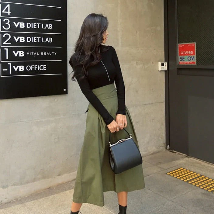 Women's High Waisted Long Skirt with Bow Tie at the Back - Image 5