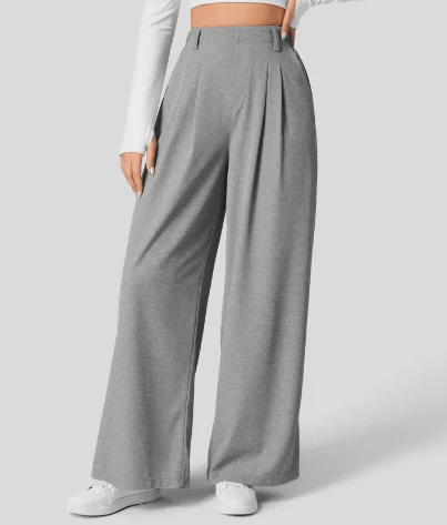 Women's High Waisted Trouser with Elastic Waist and Pockets - Image 3