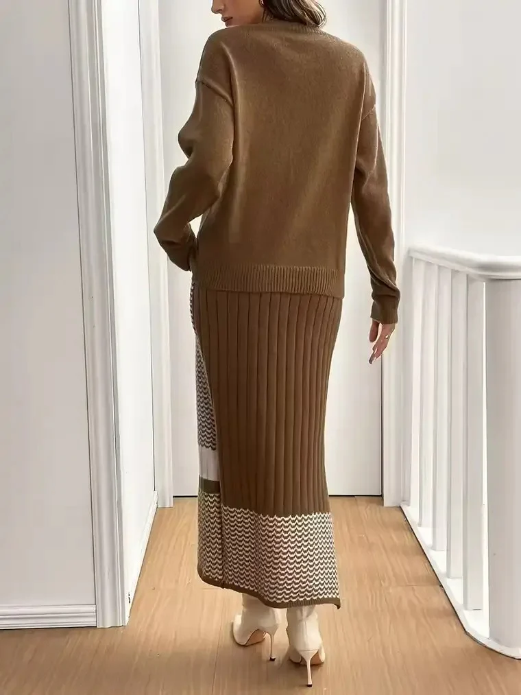 Women's Knitted Sweater and Skirt Set - Image 4