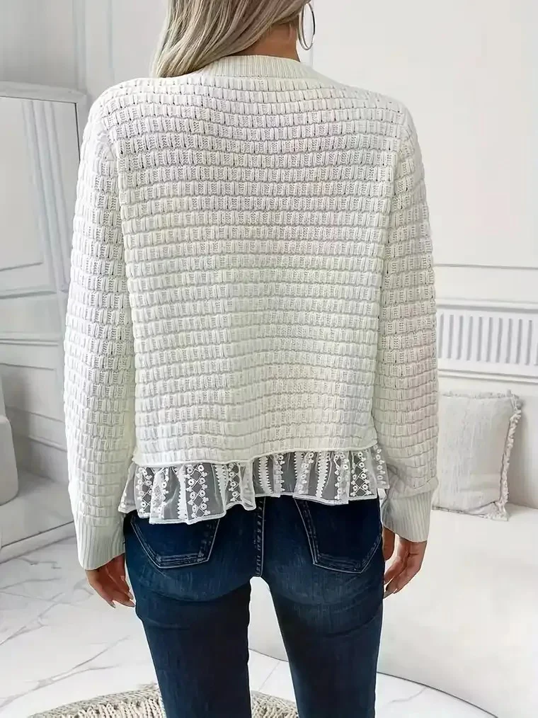 Women's Lace Trim Knit Cardigan - Image 3