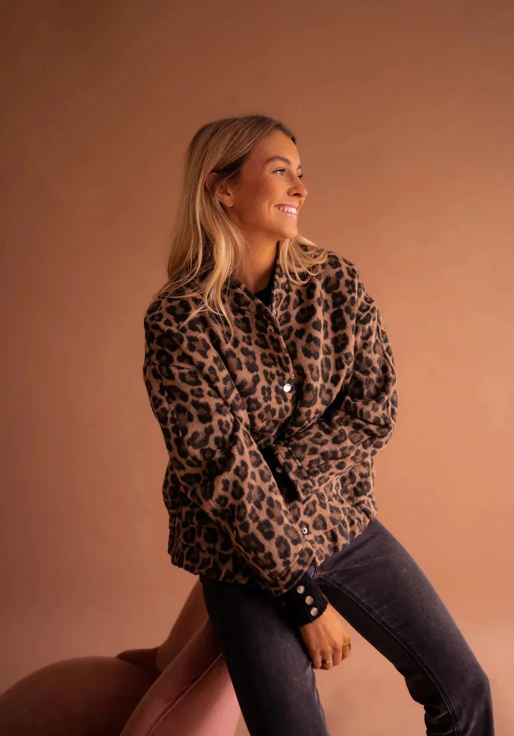 Women's Leopard Print Bomber Jacket - Image 2