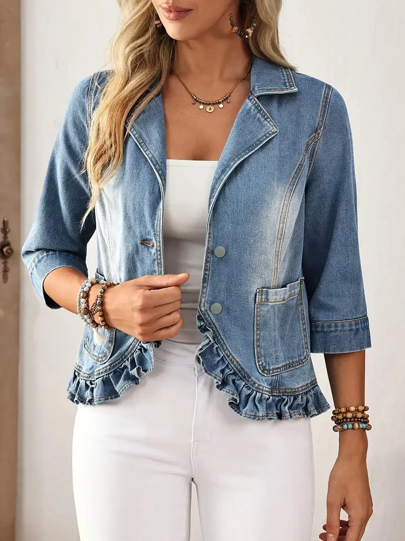 Women's Light-Wash Blue Denim Jacket - Image 2