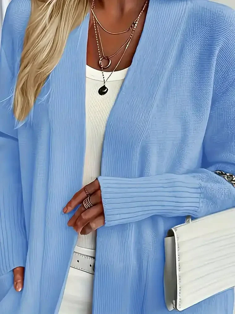 Women's Long Open-Front Knit Cardigan - Image 3