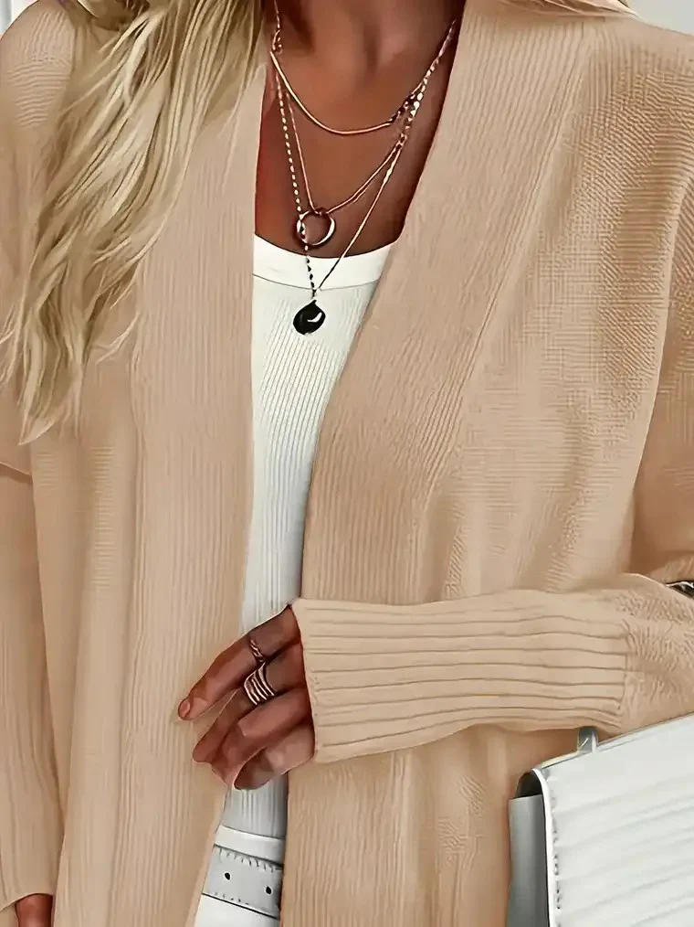 Women's Long Open-Front Knit Cardigan - Image 4