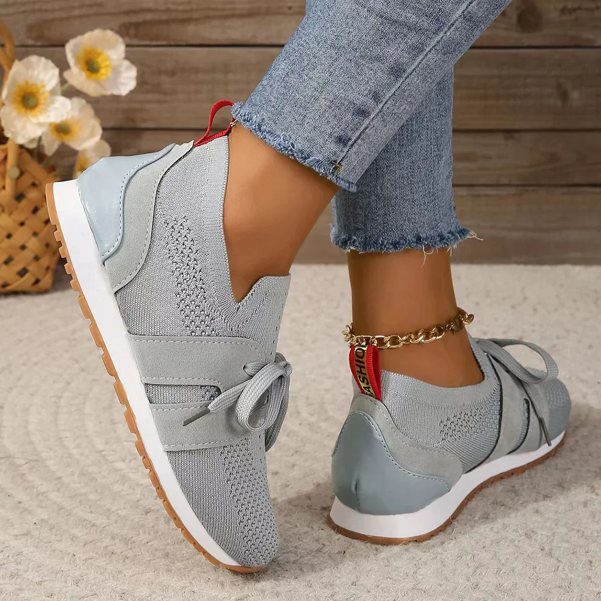 Women's Mesh Sneakers with Lace-Up - Image 8