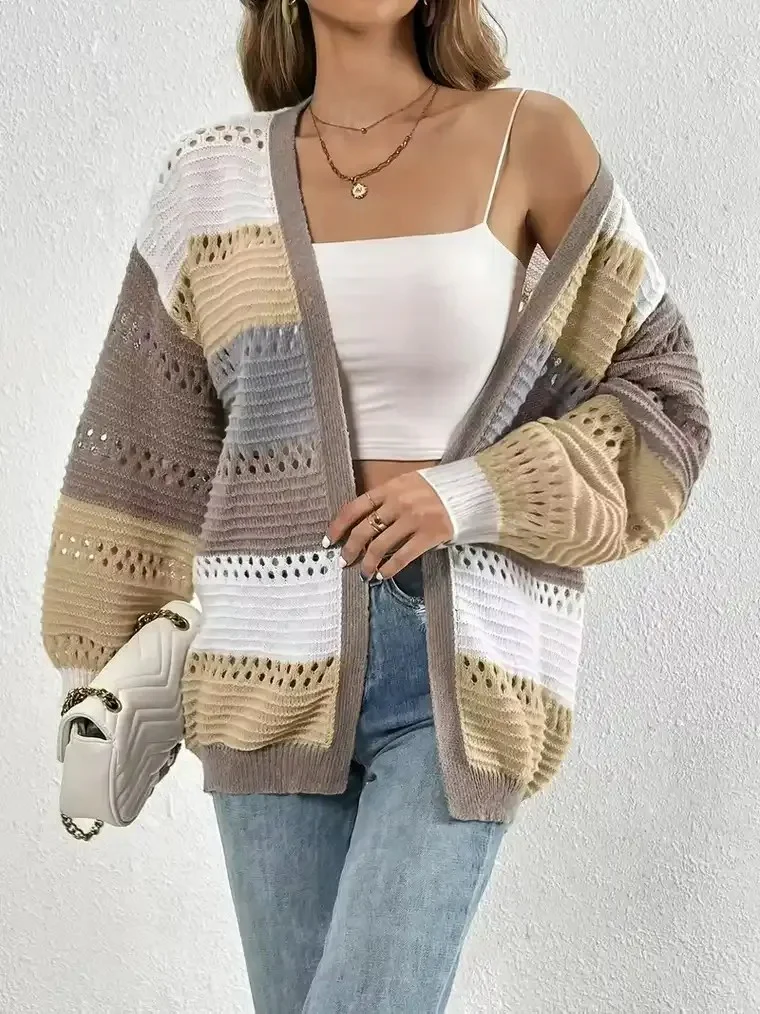 Women's Multicolored Crochet Cardigan - Image 4