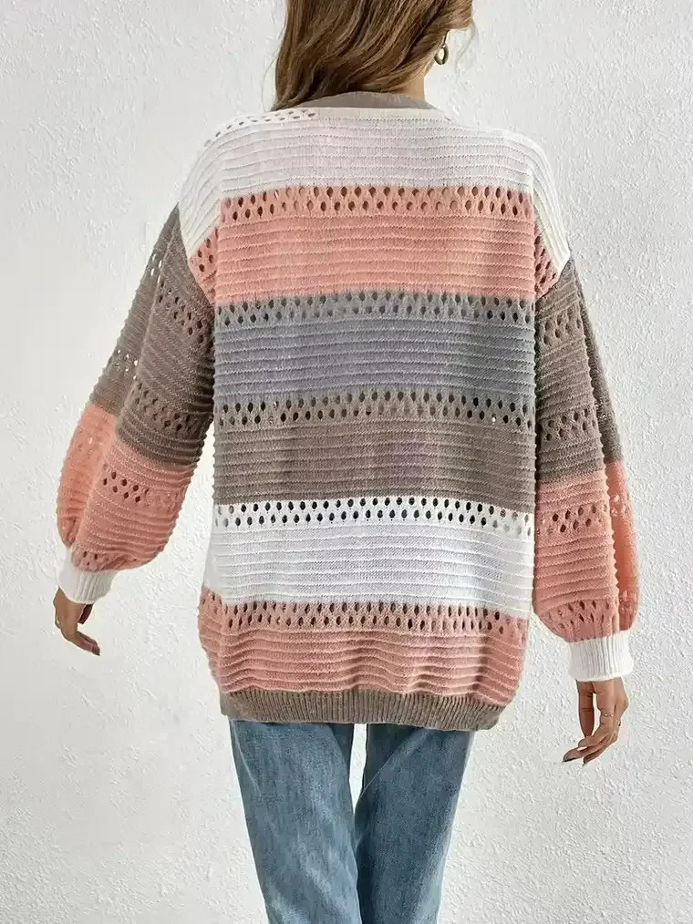 Women's Multicolored Crochet Cardigan - Image 5
