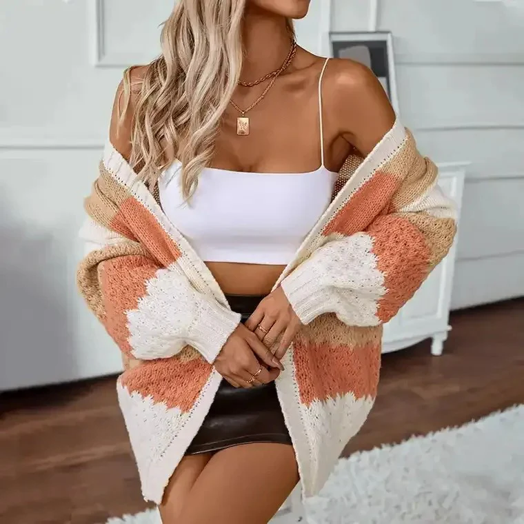 Women's Open-Front Colour-Block Cardigan - Image 3