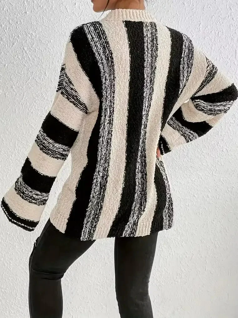 Women's Oversized Striped Knit Sweater - Image 4